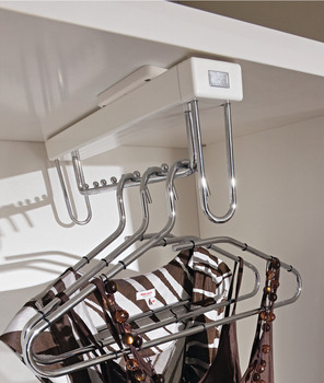 Extending wardrobe rail, single extension, for screw fixing beneath shelves or cabinet tops