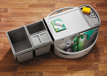 Three compartment waste bin, 1 x 18 and 2 x 8 litres, Hailo Rondo 3646-13