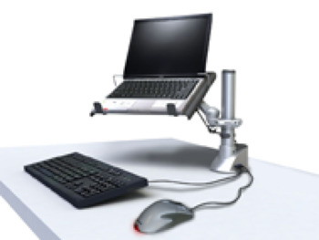 Multifunction flat screen arm, ellipta, laptop tray with Universal post