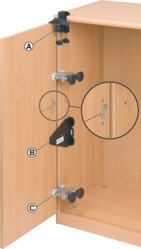 Door drilling set, for hinge doors