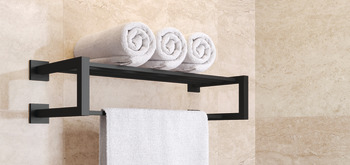 Towel shelf with towel rail, Square