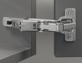 Concealed hinge, Häfele Duomatic Plus 155°, half overlay mounting/twin mounting