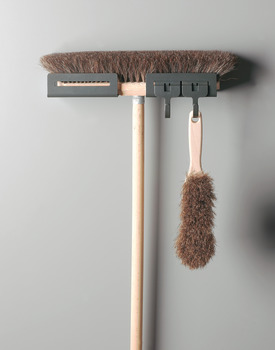 Broom holder, With hook, steel