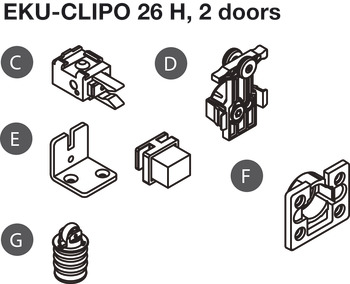 Sliding door fitting, HAWA Clipo 26 H IF, set
