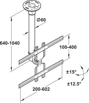 Ceiling mounted TV support bracket, Load bearing capacity 35 kg