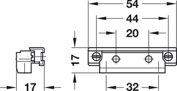 Adapter, For aluminium glass frame profiles 23/26/38 x 14 mm