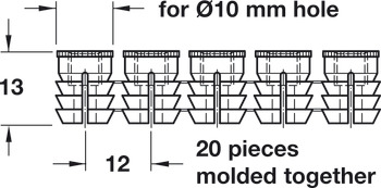 Strip of spreading sleeves, With M6 internal thread, polyamide