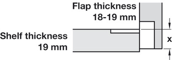 Flap hinge, Plano-Medial, zinc alloy