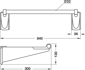 Wardrobe rail, With support element