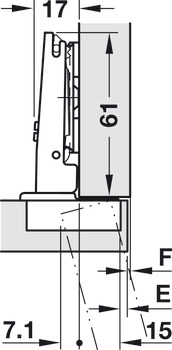 Concealed hinge, Häfele Metalla 510 A/SM 110°, full overlay mounting