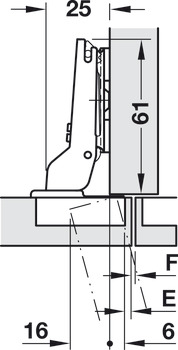 Concealed hinge, Häfele Duomatic Plus 110°, half overlay/twin mounting