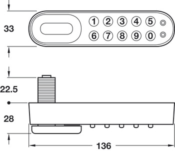 Horizontal Drawer Lock, Right Hand, Digital Electronic, KL 1000