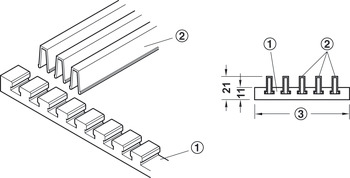 Cross bar, square, aluminium, individual assembly possible