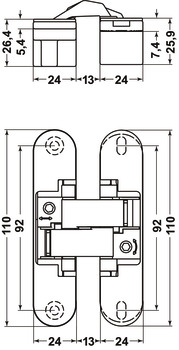 Door hinge, AN 180 3D, concealed, for flush interior doors