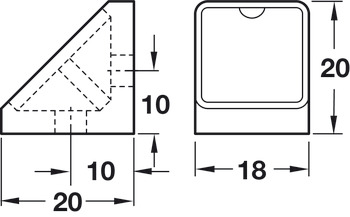 Universal corner connector, width 18 mm, mini