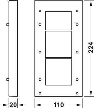 Spacer plate, 20 mm, for wardrobe lift, with integrated soft opening mechanism