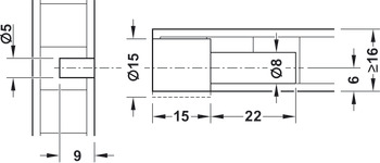 Shelf connector, SP 15/8/5 with spring system, for wooden shelves