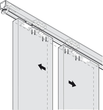 Sliding door fitting, EKU Divido 100 H / Porta 60/100 H/HC -Synchro, set