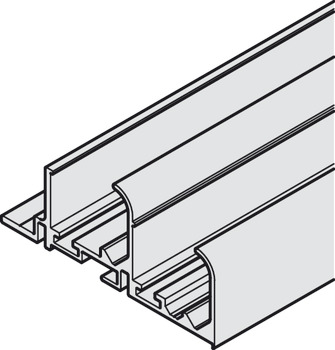 Double running track, Top, with stop strip, for screw fixing on cabinet top panel