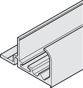 Single running track, Top, with stop strip, for screw fixing on cabinet top panel