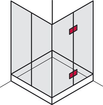 Tumbler holder, for glass-glass connections, 180° glass front