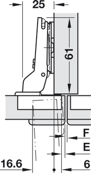 Hinge, Häfele Metalla 510 A/SM 94°, for thick doors and profile doors up to 35 mm, half overlay mounting/twin mounting