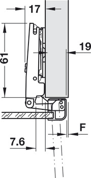 Concealed hinge, Häfele Metalla 510 A/SM 105°, full overlay mounting