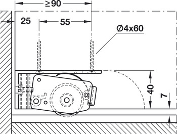 Bottom guide, 1 roller, 65 x 37 mm (L x H)