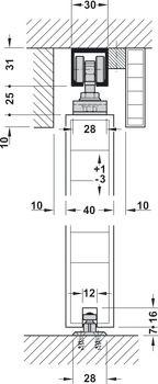 Sliding door fitting, EKU Divido 100 H / Porta 60/100 H/HC -Synchro, set