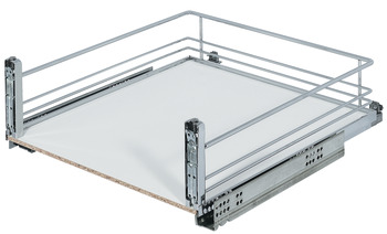 Front Pull-Out base unit, installation behind hinged doors, roller bearing guided, shelf