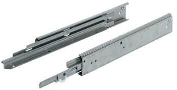 Roller runners, full extension, load-bearing capacity up to 68 kg, stainless steel, for surface mounting