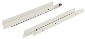 Roller runners, single extension, load-bearing capacity up to 30 kg, steel, side mounting, only shelf runners