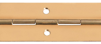 Piano hinge, for screw fixing, brass