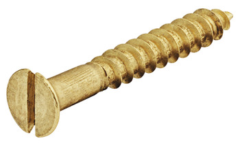 Wood screw, Countersunk head, flat blade DIN 97, bright brass