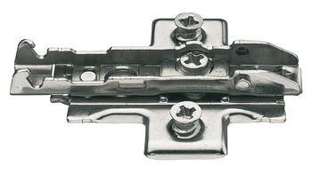 Cruciform mounting plate, for twin mounting, with pre-assembled Euro screws