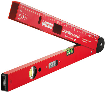 Precision angle gauge, with 2 bubble inserts and LCD display, spirit level