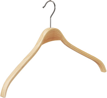 Coat hangers, coat hanger: natural beech, lacquered, hook: steel, nickel plated