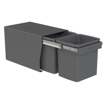 Waste bin, Hideaway Compact Floor Mount range, 2 x 15L bucket
