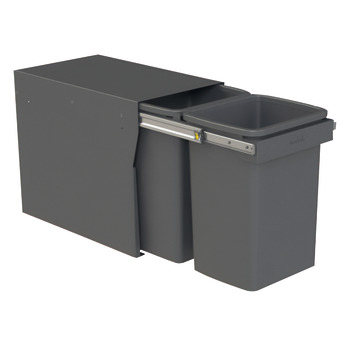 Waste Bin, Hideaway Compact Floor Mount range, 2 x 20L bucket